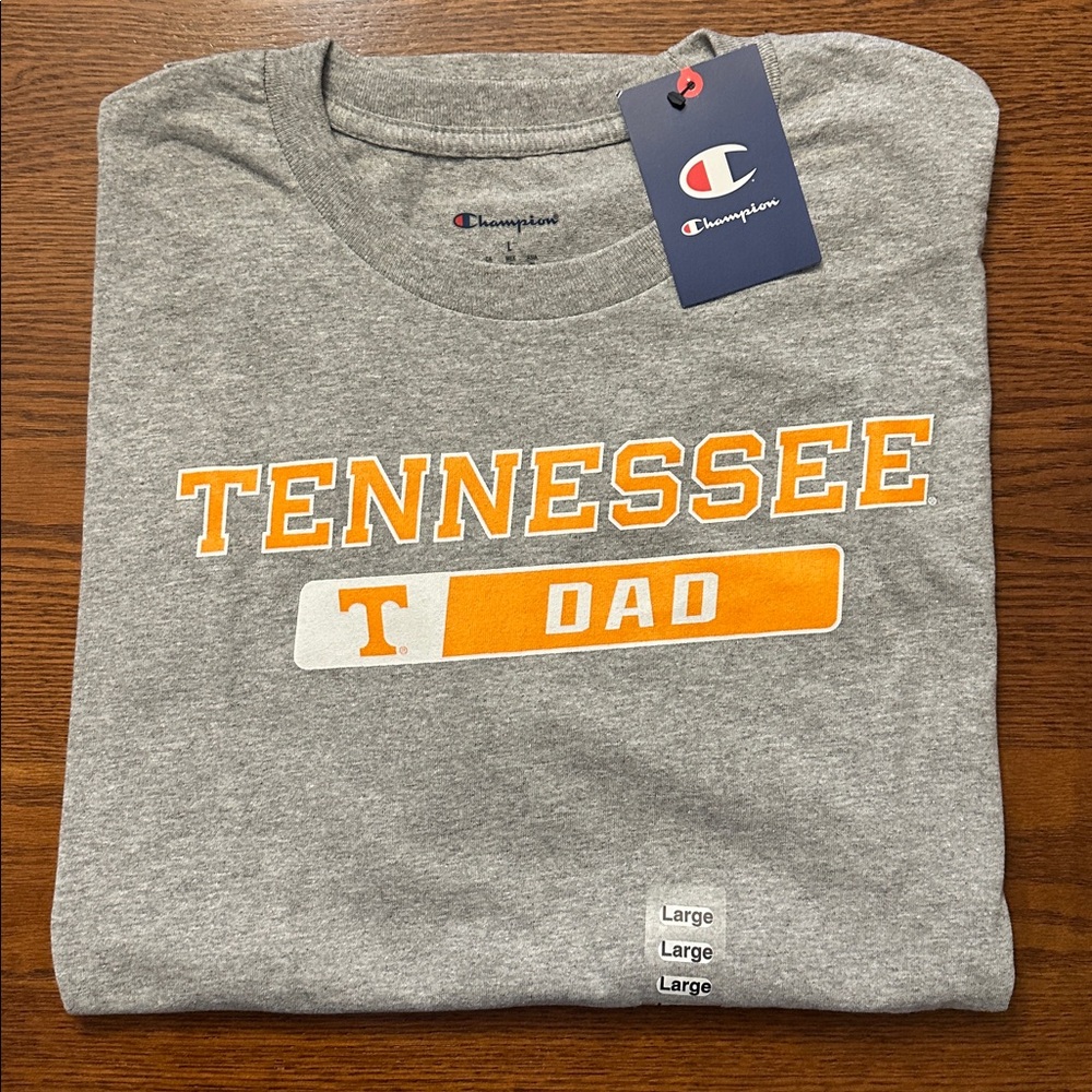 NWT Champion Heather Gray Volunteers Tennessee Dad Short-Sleeve T-Shirt Large